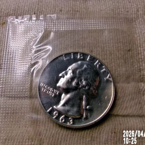 1963 P SILVER WASHINGTON QUARTER PROOF IN CELLO