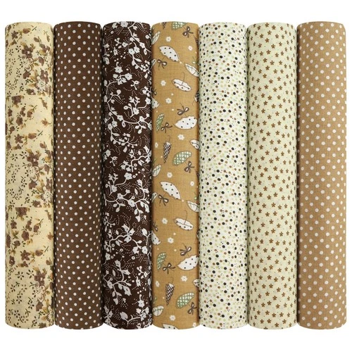 Cotton Fabric Bundles 7 Pieces Brown 20" x 20" Quilting Fabric Squares 100% - product listing photo