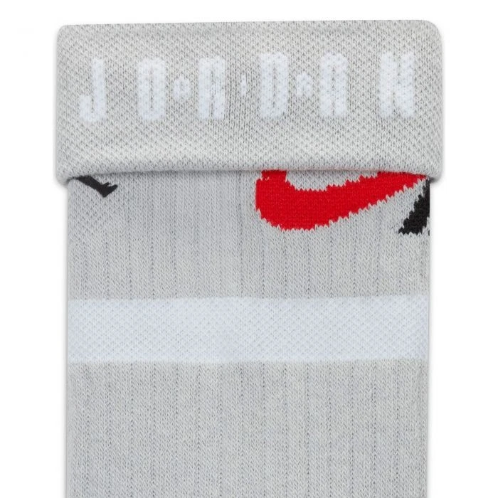 NEW Jordan Legacy Crew Socks L DA2560-097 Light Smoke Grey Red Jumpman Logo NWT - Image 3 of 4
