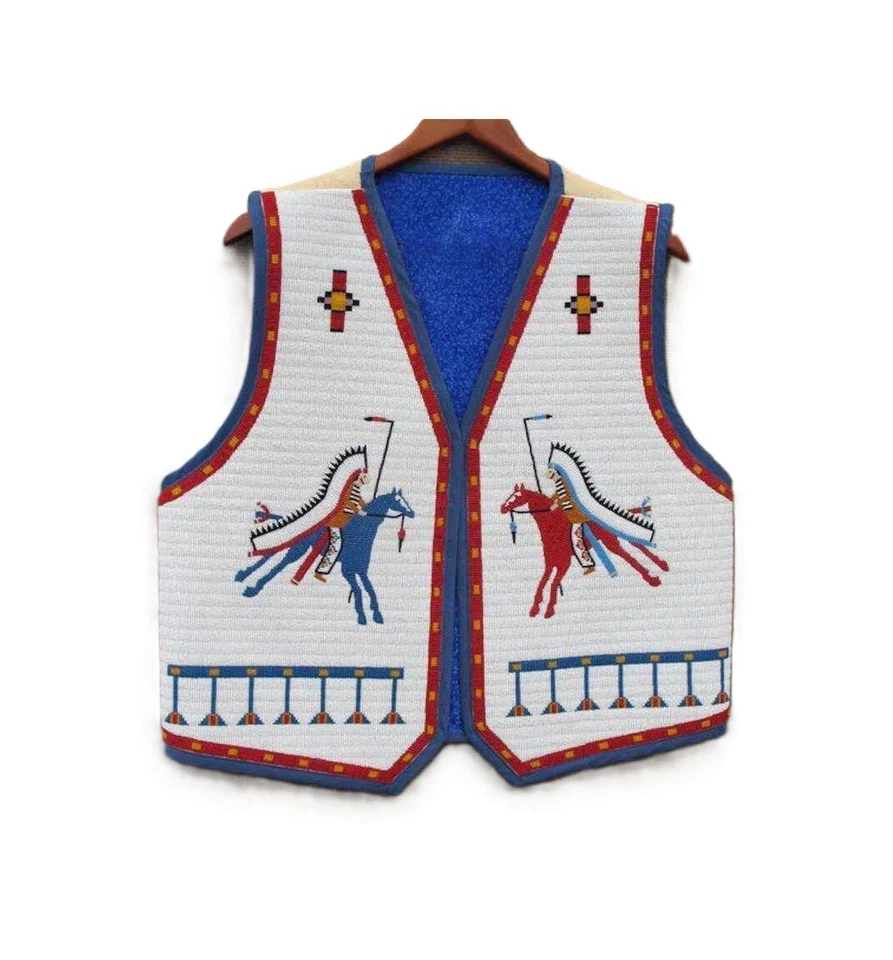 Chaleco con cuentas hecho a mano estilo nativo americano | Powwow Regalia | Chaleco tribal BV921 Foto 3 de 3