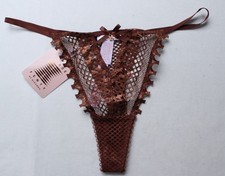Savage X Fenty Women's Starlet Nights Thong DH3 Rum Wine Brown Large NWT