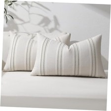 Throw Pillow Covers 12x20 Set of 2 Striped Pillow 20" x 12" Pack of 2 Green