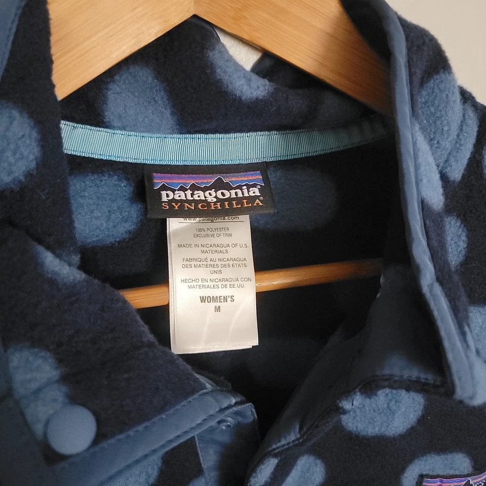 Patagonia Synchilla Snap-T Fleece Jacket Women's Medium Blue Polka Dot 25455 - Image 3 of 4