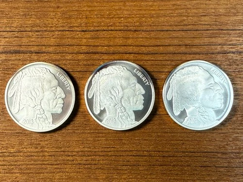 Lot of 3- 2013  1 oz. Buffalo Silver Round  BU++   One Troy Once each
