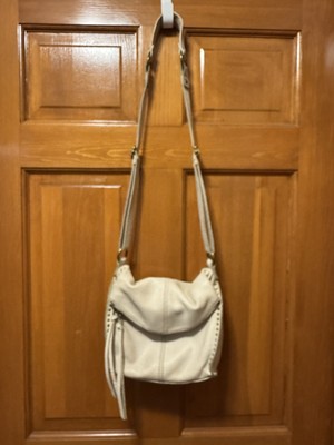 The Sak Crossbody Leather Bag Ivory Studs Tassel Adjustable Fold Over Silverlake