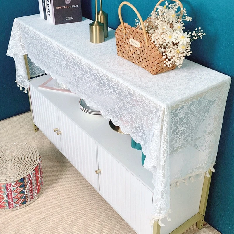 Vintage Embroidered Lace Tablecloth Dining Table Cloth Wedding Dinner Home Decor - Image 2 of 4