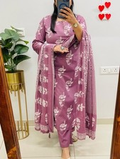 Women  s Floral Printed Kurta Pant Set with Dupatta   Bollywood Indian Wear