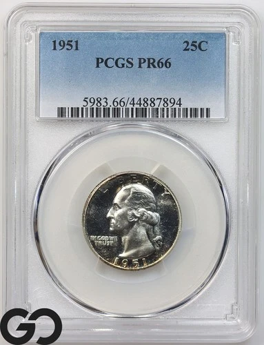1951 Washington Quarter PROOF, PCGS PR-66 ** Blast White Premium Quality PF