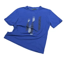 HUGO BOSS Graphic Print T-Shirt Men’s Size M Blue Abstract Geometric *Flaws*