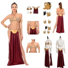 Princess Leia Organa Solo Slave Cosplay Dress Halloween Headgear Bikini Swimsuit