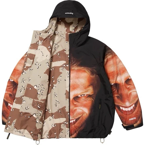 Giacca Supreme Aphex Twin Gore Tex reversibile con cappuccio mimetica cioccolato taglia XL