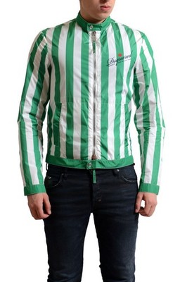 Dsquared2 Men's Multi-Color Striped Full Zip Windbreaker Jacket US 2XS XS