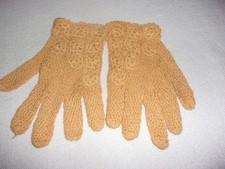 Antique Crotchet Gloves Yellow Flowers Designs Victorian