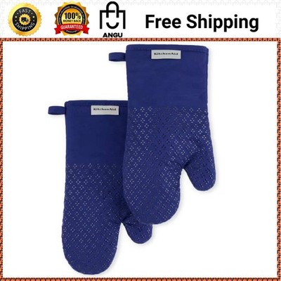 KitchenAid Asteroid Silicone Grip Oven Mitt Set Cobalt Blue 2-Pack