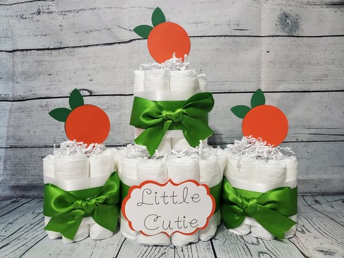 Torta e set pannolini 3 livelli - tema agrumi arancia Little Cutie - Clementine - Foto 12 di 15