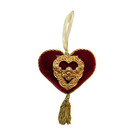 Vintage Fortunoff’s Ornament Heart Cherub Burgundy Velvet Gold Tassel RARE