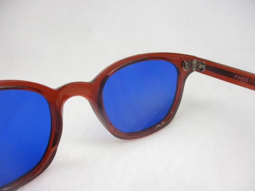 Occhiali da sole Pentax Hoya bordo corno preppy stile anni 60 montatura rossa cobalto 50 large - Foto 6 di 6