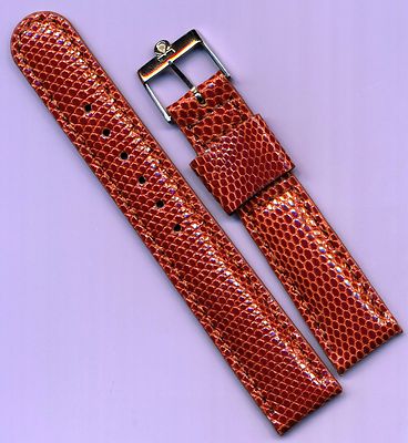 Brown 18mm Genuine Lizard MB Strap Leather Lined & Vintage Steel Omega Buckle