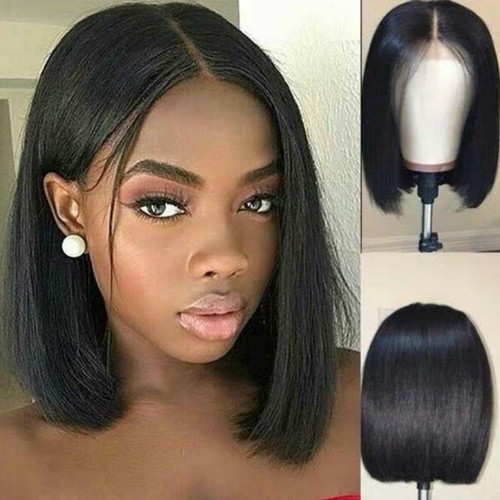 Lady Black Synthetic Wig Brazilian Lace Front Short Straight Human Hair Bob Wigs | eBay Lady Black Synthetic Wig Brazilian Lace Front Short Straight Human Hair Bob Wigs | eBay