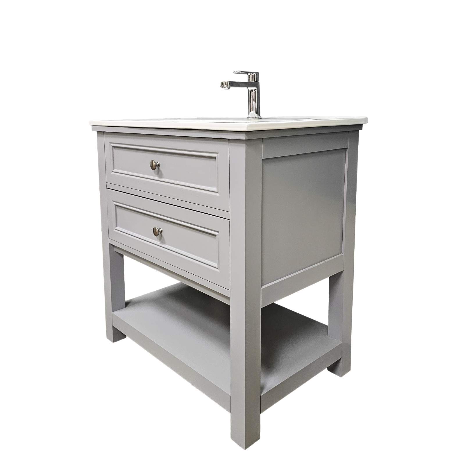30" W x 22" D x 33" H Sienna Vanity In Gray w/White Ceramic Vanity Top