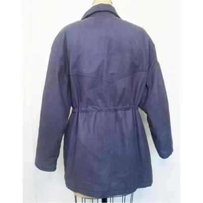 Bally Womens Leather Parka Jacket Quilt Lining Mauve Eggplant