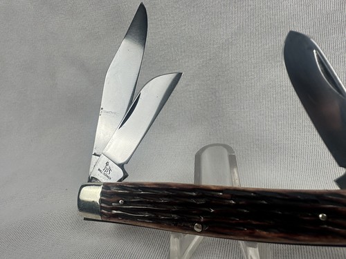 Bulldog Brand Pitt Bull Germany Hammer Forged 3 Blade Stag Handle Pocket Knife - Picture 7 of 12