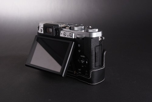 Hecho a mano Cuero Genuino Real Media Cámara Estuche Bolso Cubierta para FUJIFILM X30 Negro - Imagen 6 de 8