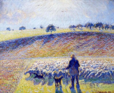 Art Oil painting Shepherd-and-Sheep-1888-Camille-Pissarro-oil-painting art