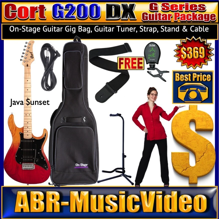 Cort G200 DX G Series Electric Guitar On Stage Gig Bag Stand Tuner Strap