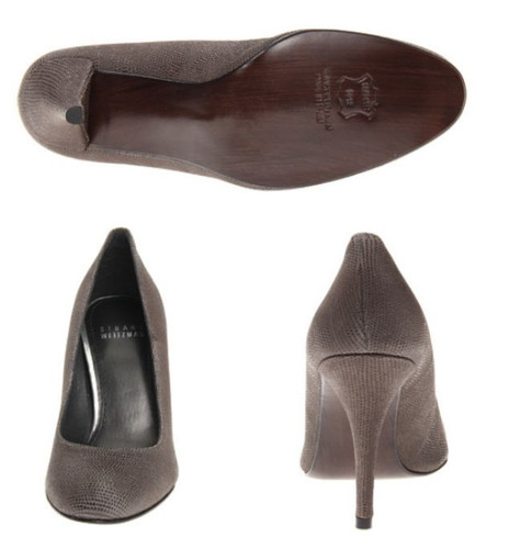 Pompa in pelle Stuart Weitzman Swoon punta arrotondata Dust GooseBump nuova con scatola 6 7,5 - Foto 10 di 11