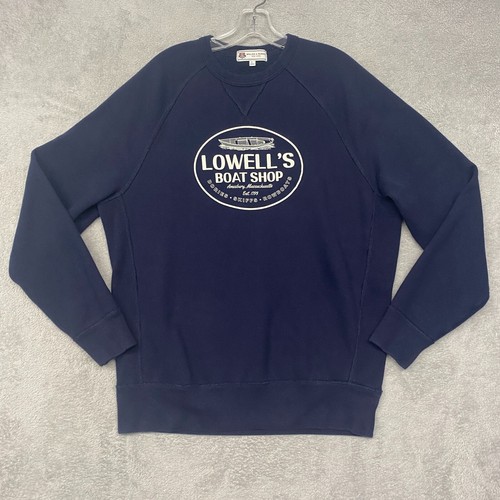 Wallace & Barnes Sweatshirt Mens Large Blue Lowells Boat Shop Crew Neck J Crew