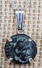 Genuine Ancient Greek Coin Alexander The Great Silver Pendant Necklace with COA 