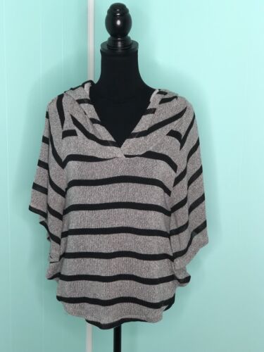 INC International  concepts womens XS hooded batwing sleeve striped top sweater - Picture 1 of 7
