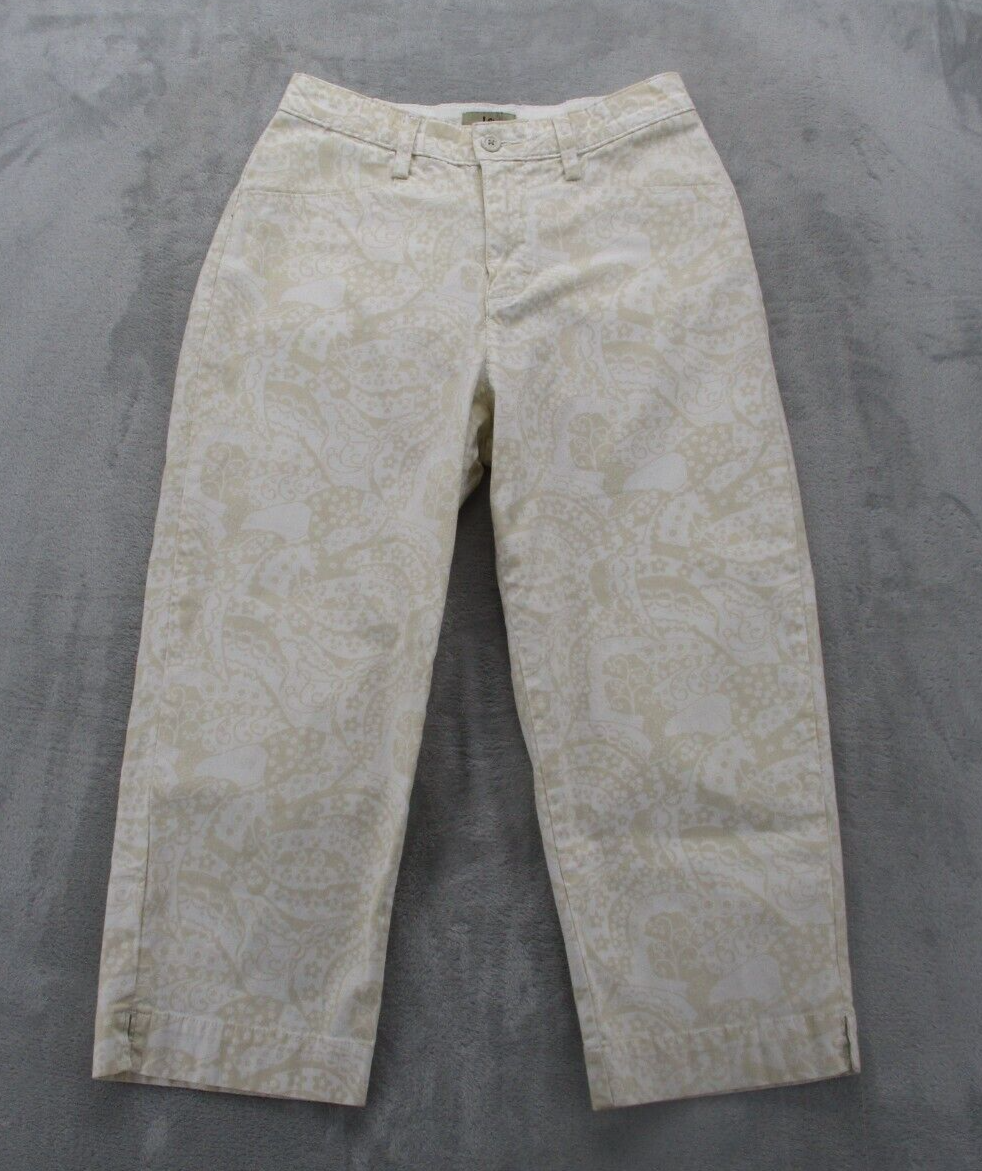 Lee Relaxed Fit High-Rise Capri Pants Women's Beige Ivory Geometric  Pattern