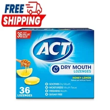 ACT Dry Mouth Moisturizing Lozenges with Xylitol, Honey & Lemon, 36 Count