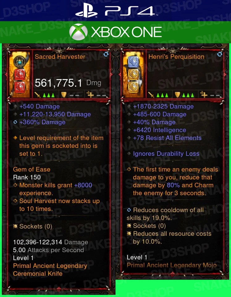 Diablo 3 - PS4 - Xbox One - Fully Modded PRIMAL Set - Arachyr - Witch Doctor V2 - Bild 2 von 4