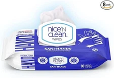 Nice 'N CLEAN Sensitive Skin Wet Hand Wipes 90ct (8-Pack) | Infused with Aloe...