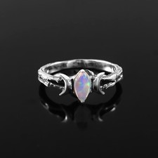 Natural Ethiopian Opal Ring, 925 Sterling Silver, Marquise Cut Ring, Forest Ring