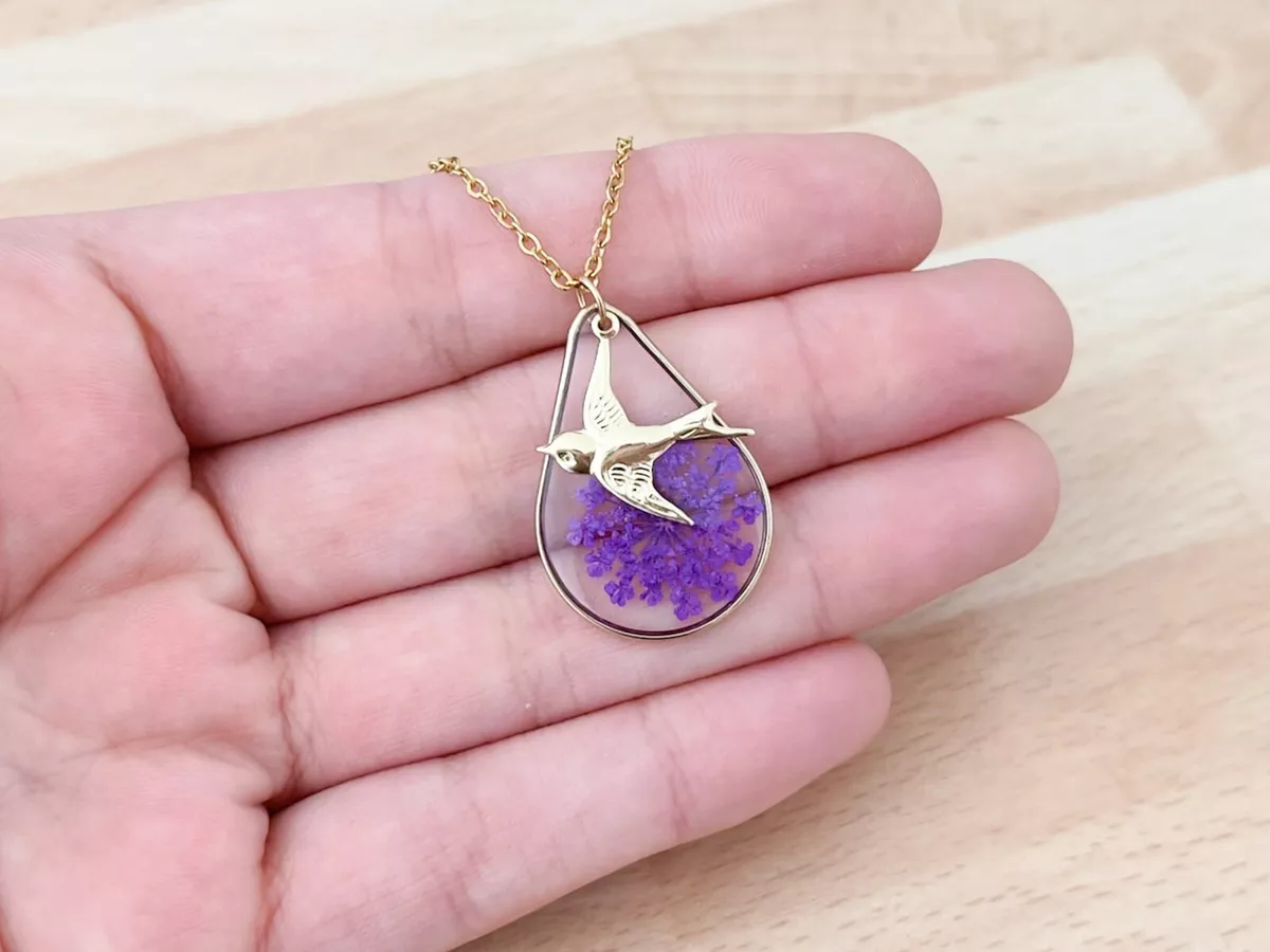 Purple teardrop necklace clearance