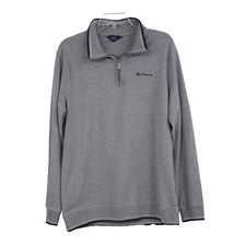 Ben Sherman 1/4 Zip Sweatshirt Mens L Grey Jersey Pullover Long Sleeve Original