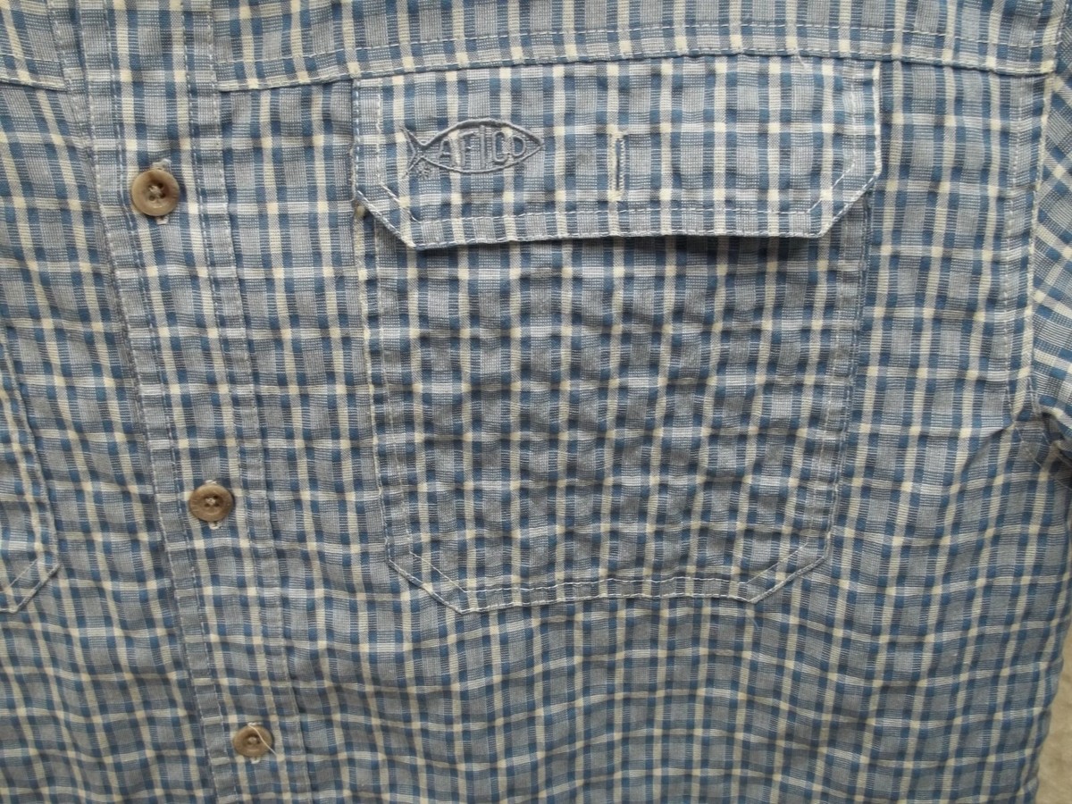Chemise AFTCO Bluewater Manches Courtes Homme M - Bleue, Ventilée Pêche - Excellent état