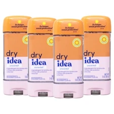 4 Pack Dry Idea Advanced Dry Unscented Antiperspirant & Deodorant Gel 3 Oz Each