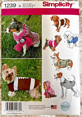 SIMPLICITY CRAFT PATTERN 1239 DOG COATS SIZES SMALL MED LARGE UNCUT | eBay