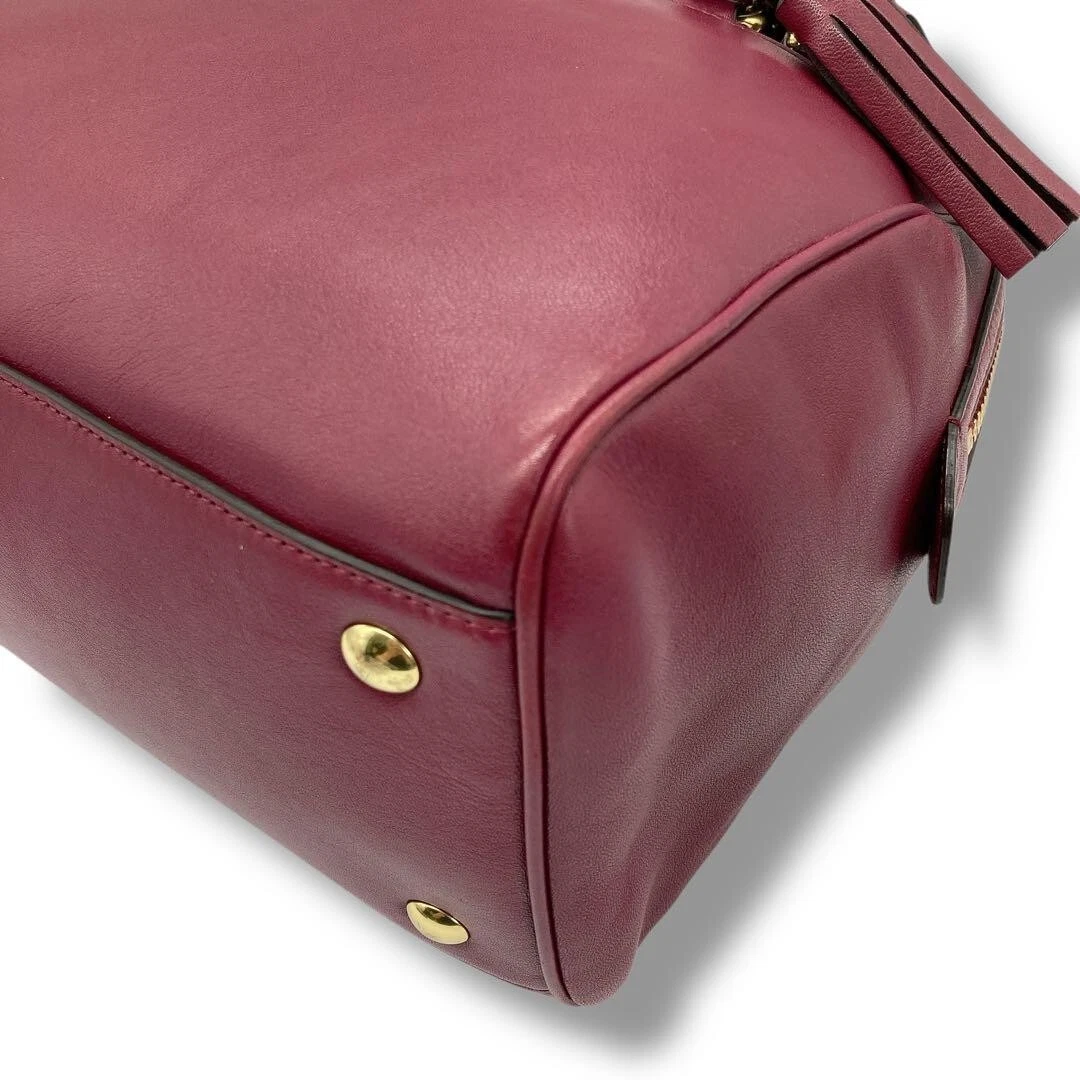 Coach Borsa a mano in pelle rossa vino tracolla mini borsa Boston con ciondolo