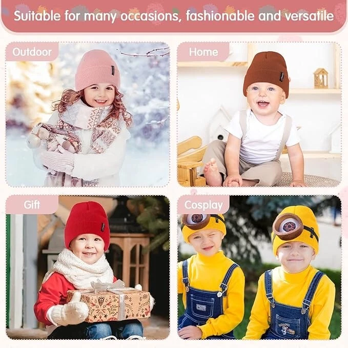 Зимние вязаные шапки-бини для малышей мальчиков девочек 4 шт. - Изображение 3 из 4