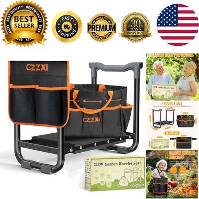 Deluxe Garden Stool with Tool Pouch - Wider Kneeling Pad for Long Hours of Use