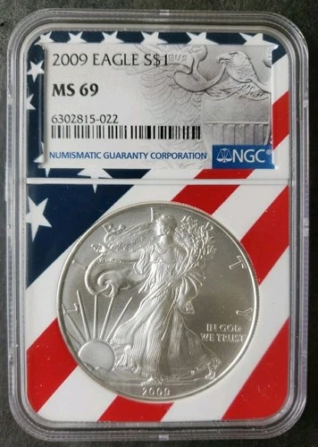 2009 $1 American Silver Eagle Dollar NGC MS69