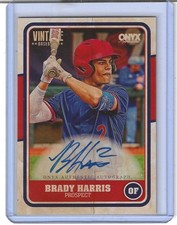2025 Onyx Vintage BRADY HARRIS ON-CARD BLUE INK AUTO Prospect