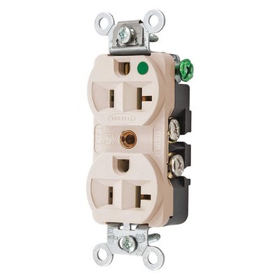 HUBBELL HBL8300HLA Recept,Light Almond,20 A,2P3W,Bk;Sd,1PK 49YK92