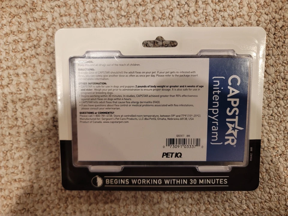 Tratamiento oral CAPSTAR para perros pequeños (2-25 libras) 6 dosis fecha de caducidad 04/2027 Foto 2 de 3